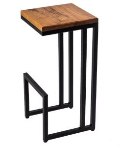 Wooden Iron Square Stool