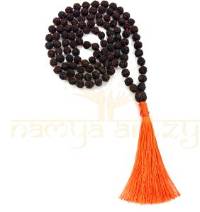 8mm Hand-knotted Mix-Faces Black Rudraksha Japa Tassel Mala