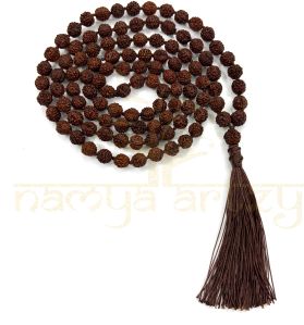 8mm Hand-knotted Mix-Faces Black Rudraksha Japa Tassel Mala