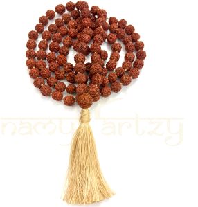 12mm Hand-knotted Mix-Faces Rudraksha Japa Tassel Mala
