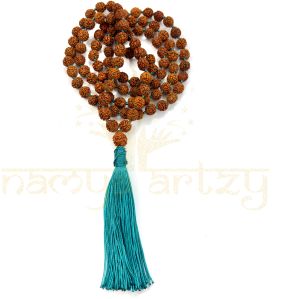 8mm Hand-knotted Mix-Faces Rudraksha Japa Tassel Mala
