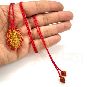 Handmade, Natural Two-Faces Rudraksha Bead Hand-Knotted Pendant