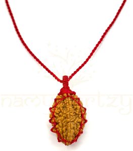 Handmade, Natural Two-Faces Rudraksha Bead Hand-Knotted Pendant