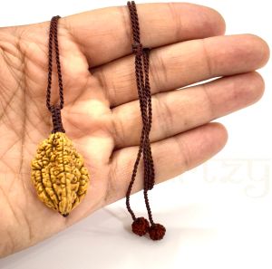 Handmade, Natural Two-Faces Rudraksha Bead Hand-Knotted Pendant