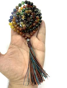 Handmade, Sparkle Om Mani Padme Hum 108 Beads Hand-Knotted Japa MalaNecklace