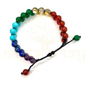 Handmade, Natural &AMP; Beautiful 8mm 7 Chakra Gemstone Double Line Macrame Healing Bracelet