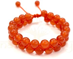 Handmade, Natural &AMP; Beautiful Carnelian Gemstone Double Line Macrame Healing Bracelet