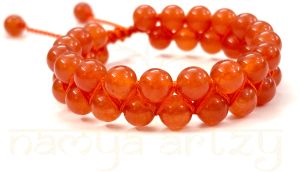 Handmade, Natural &AMP; Beautiful Carnelian Gemstone Double Line Macrame Healing Bracelet