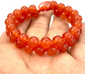 Handmade, Natural &AMP; Beautiful Carnelian Gemstone Double Line Macrame Healing Bracelet
