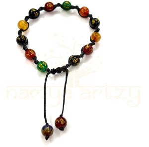 Handmade, Natural Om Mani Padme Hum Gemstone Hand-Knotted Bracelet