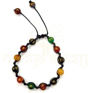 Handmade, Natural Om Mani Padme Hum Gemstone Hand-Knotted Bracelet