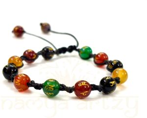 Handmade, Natural Om Mani Padme Hum Gemstone Hand-Knotted Bracelet