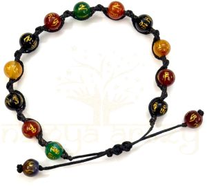Handmade, Natural Om Mani Padme Hum Gemstone Hand-Knotted Bracelet