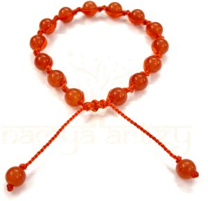 Handmade, Natural Carnelian Round Gemstone Hand-Knotted Bracelet