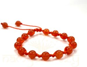 Handmade, Natural Carnelian Round Gemstone Hand-Knotted Bracelet