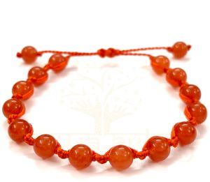 Handmade, Natural Carnelian Round Gemstone Hand-Knotted Bracelet