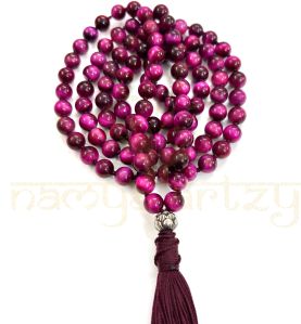 red tiger eye gemstone 108 beads hand-knotted japa mala necklace