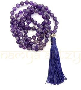 Handmade, Natural Amethyst Gemstone 108 Beads Hand-Knotted Mala Necklace