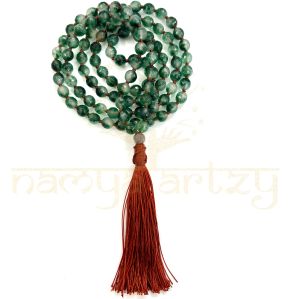 Handmade, Sparkle Cut-Finished Faceted Green Shade Onyx 108 Beads Hand-Knotted Japa MalaNecklace
