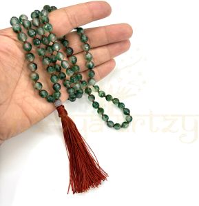Handmade, Sparkle Cut-Finished Faceted Green Shade Onyx 108 Beads Hand-Knotted Japa MalaNecklace