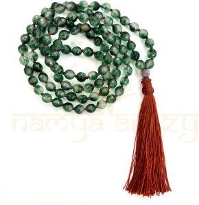 Handmade, Sparkle Cut-Finished Faceted Green Shade Onyx 108 Beads Hand-Knotted Japa MalaNecklace