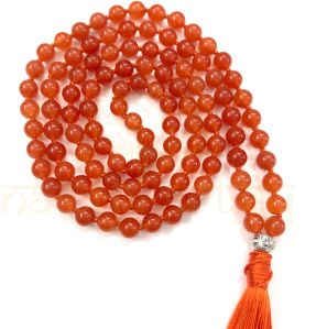 Handmade, Sparkle Carnelian Gemstones 108 Beads Hand-Knotted Mala Necklace