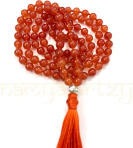 Handmade, Sparkle Carnelian Gemstones 108 Beads Hand-Knotted Mala Necklace
