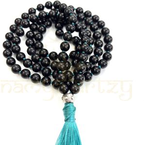 Handmade, Natural Black Onyx Gemstone 108 Beads Hand-Knotted Japa Mala Necklace