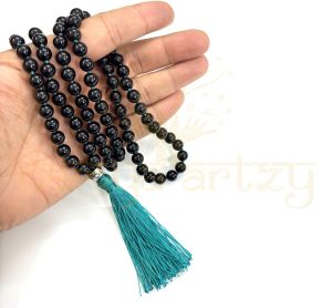 Handmade, Natural Black Onyx Gemstone 108 Beads Hand-Knotted Japa Mala Necklace