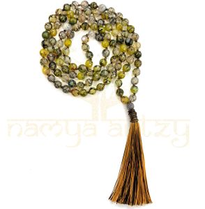 Handmade, Sparkle Cut-Finished Mix Shade Onyx 108 Beads Hand-Knotted Japa MalaNecklace