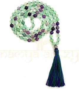 Handmade, Sparkle Fluorite 108 Beads Hand-Knotted Japa MalaNecklace