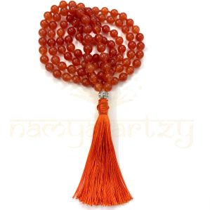 Handmade, Sparkle Carnelian 108 Beads Hand-Knotted Japa MalaNecklace