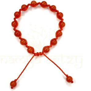Handmade, Natural Carnelian Round Gemstone Hand-Knotted Bracelet