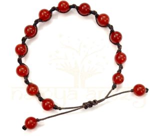 Handmade, Natural 8mm Red Onyx Gemstone Hand-Knotted Macrame Healing Bracelet