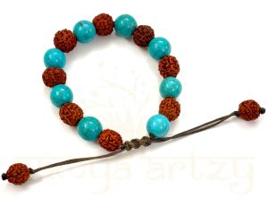 Rudraksha and Turquoise Beads Bracelet