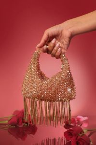 Ladies Golden Ramsey Crystal Boat Hand Bag