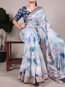Ladies Printed Tussar Silk Saree