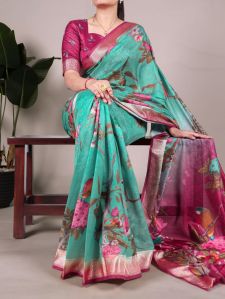 Ladies Printed Tussar Silk Saree