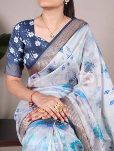 Ladies Printed Tussar Silk Saree