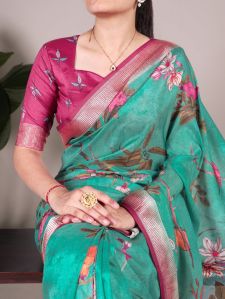 Ladies Printed Tussar Silk Saree