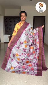 Ladies Digital Print Linen Saree