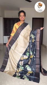 Ladies Digital Print Linen Saree
