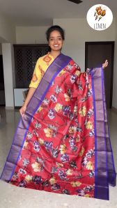 Ladies Digital Print Linen Saree