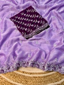 Embroidered Chiffon Saree