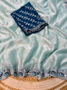 Embroidered Chiffon Saree