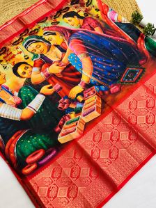 Ladies Printed Kalamkari Silk Saree