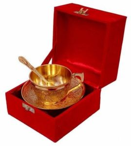 Brass Tea Cup Saucer Set