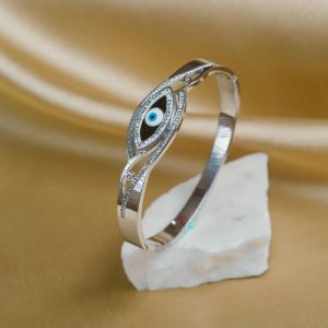 Artklim Silver Plated Evil Eye Women Bangle Bracelet