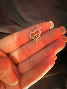 Double Heart Silver Pendant For Women