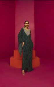 GREEN EMBROIDERED Ladies KURTI AND DHOTI SET